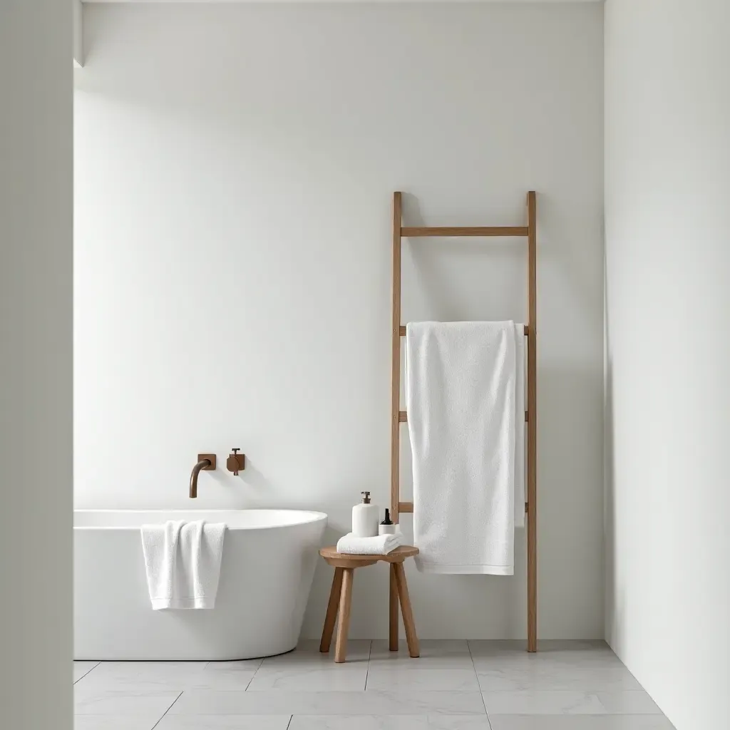 a photo of monochromatic towels creating a sleek bathroom look