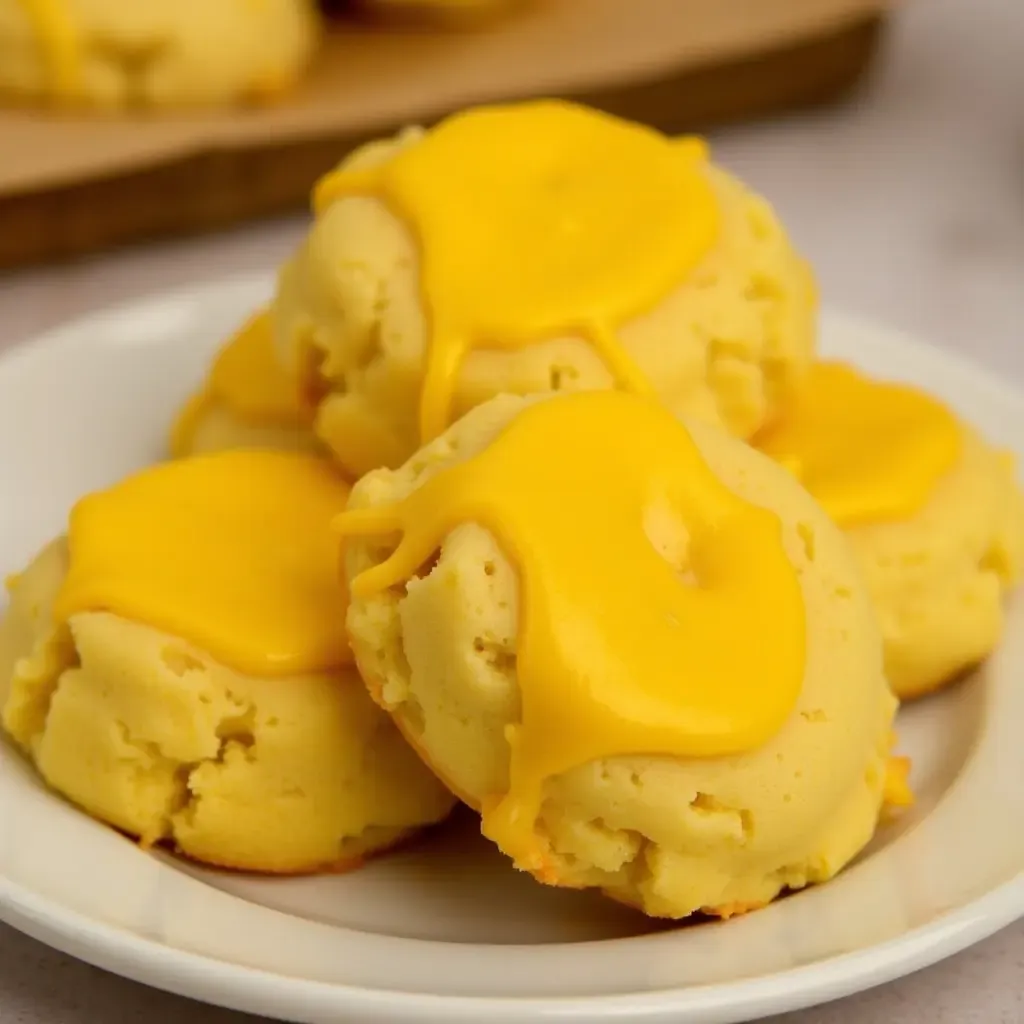 a photo of saffron-spiced cookies with a golden glaze on a plate.