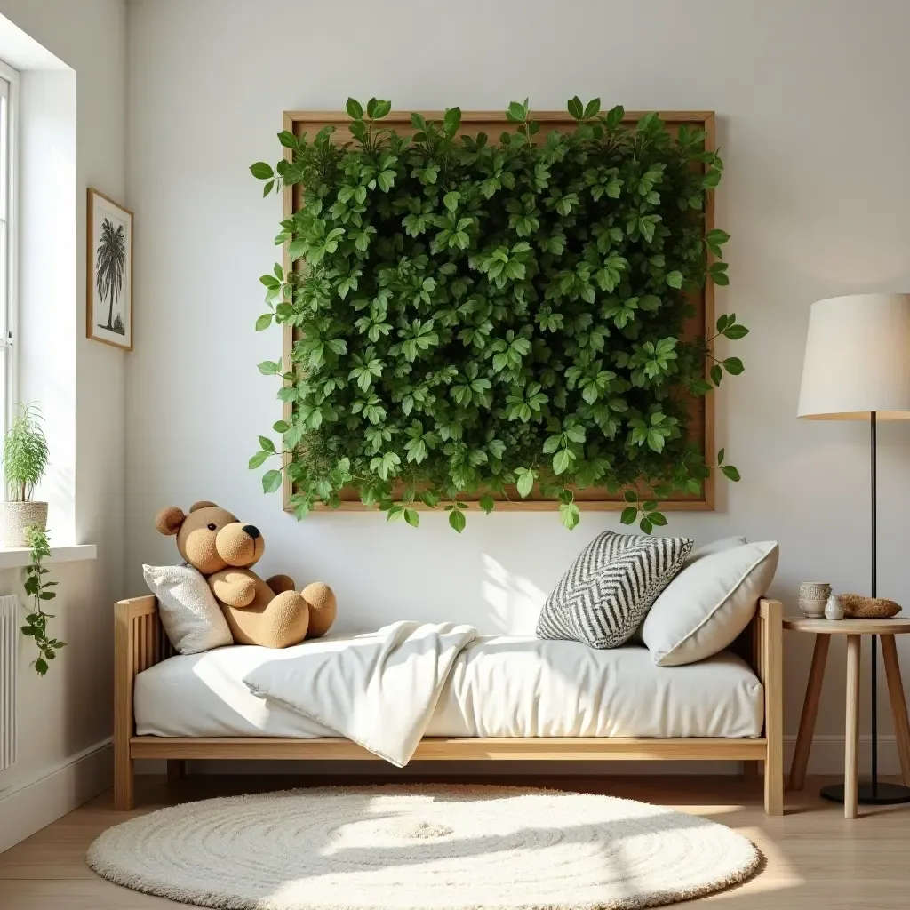 a photo of a child&#x27;s room with a vertical garden