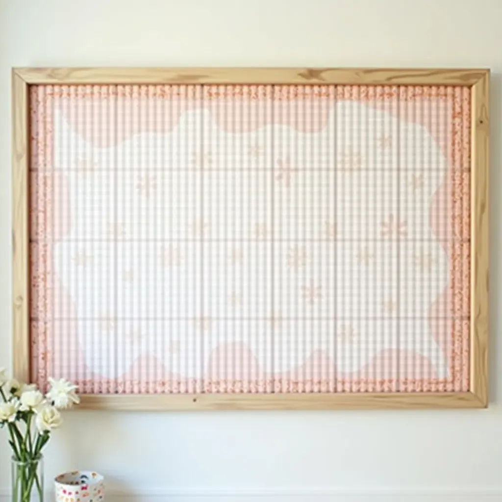 a photo of a creative DIY bulletin board for kids&#x27; drawings