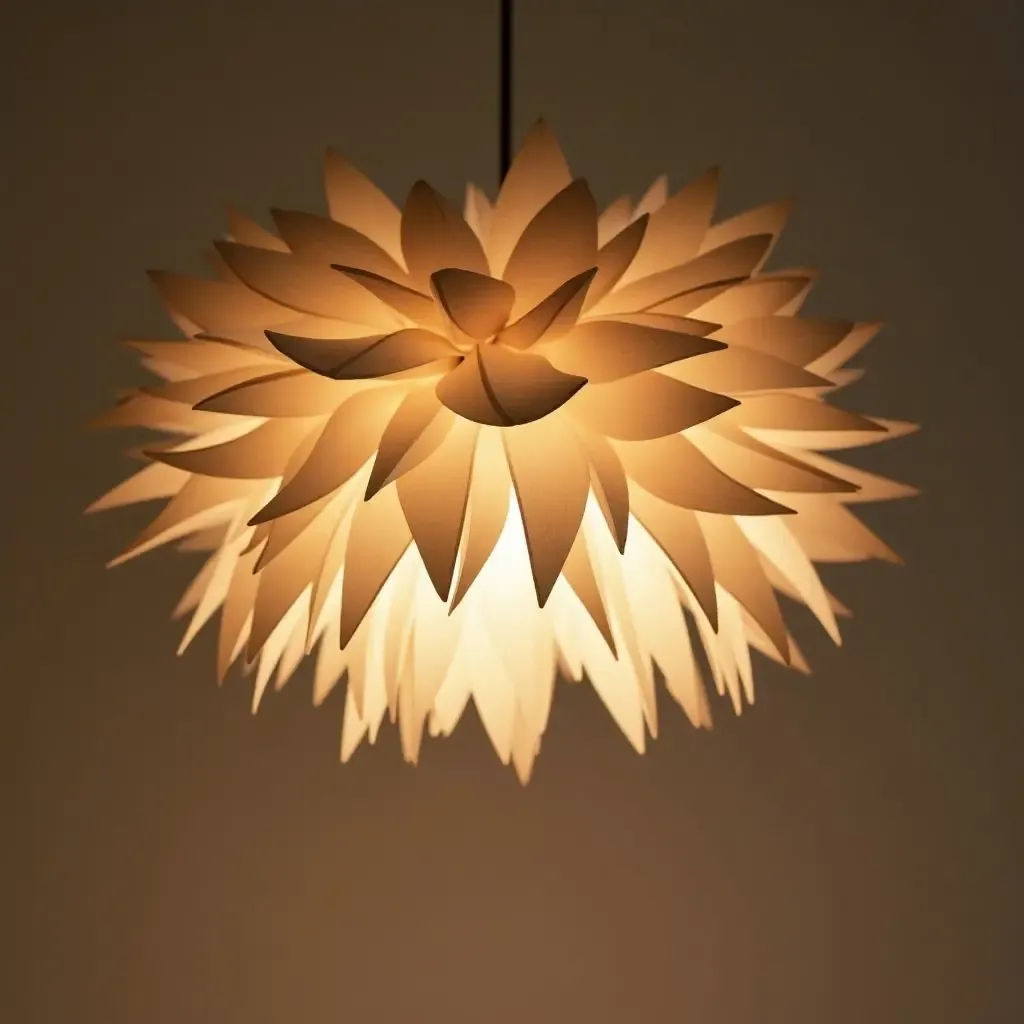 a photo of a whimsical light fixture made of paper flowers