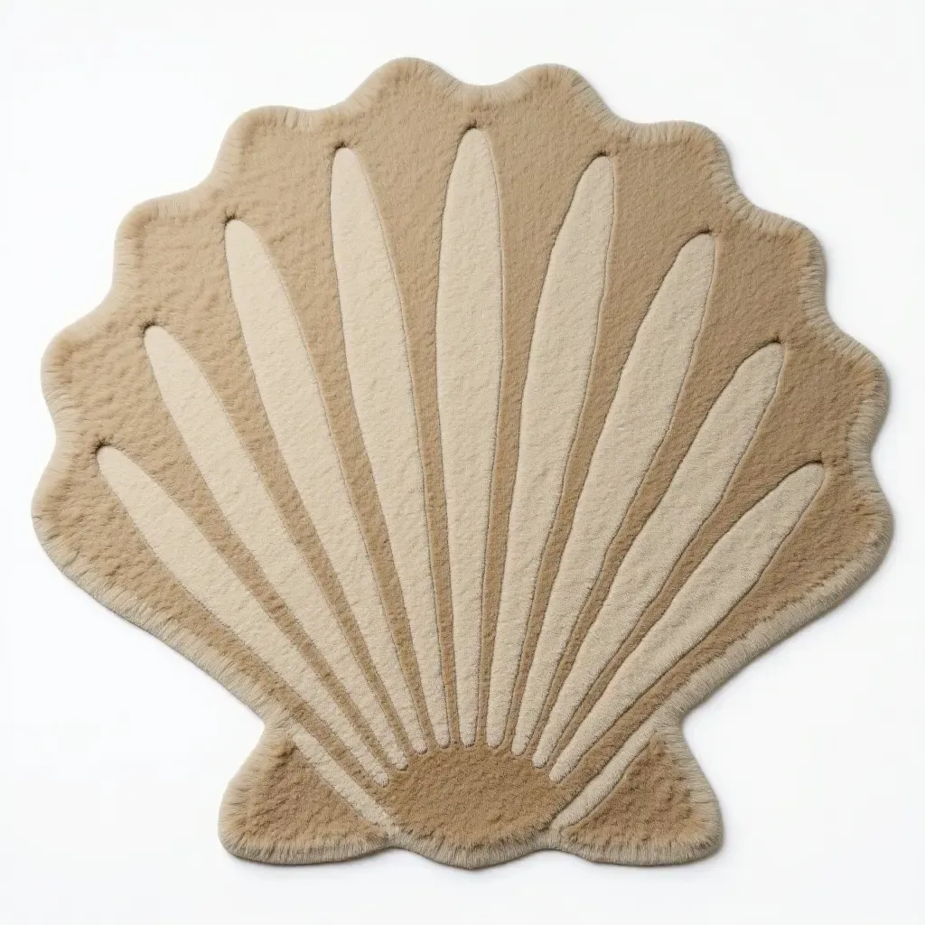 a photo of a unique rug shaped like a seashell