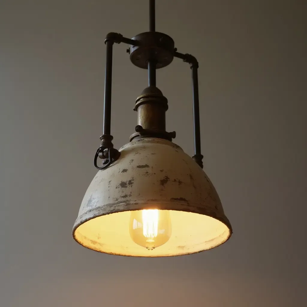 a photo of a unique light fixture made from industrial materials