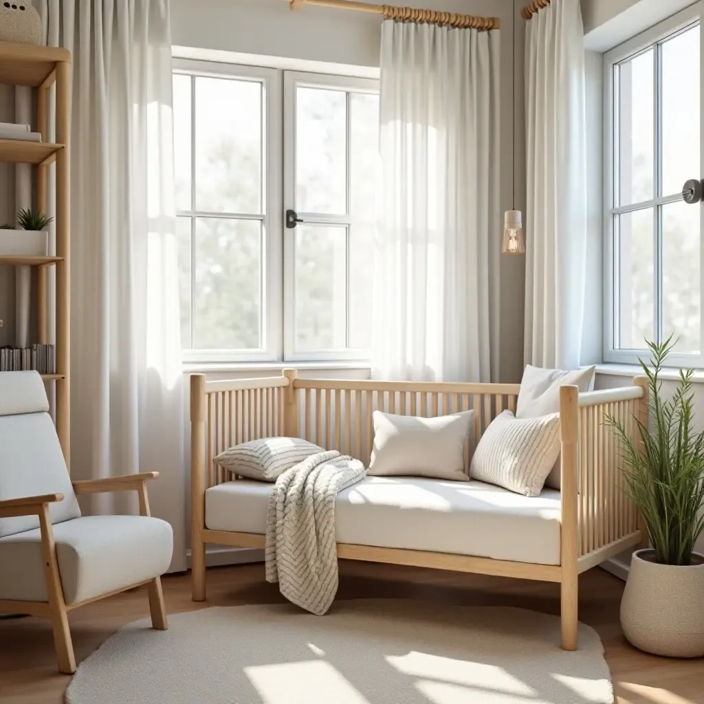 a photo of a nursery corner with a cozy hammock for reading