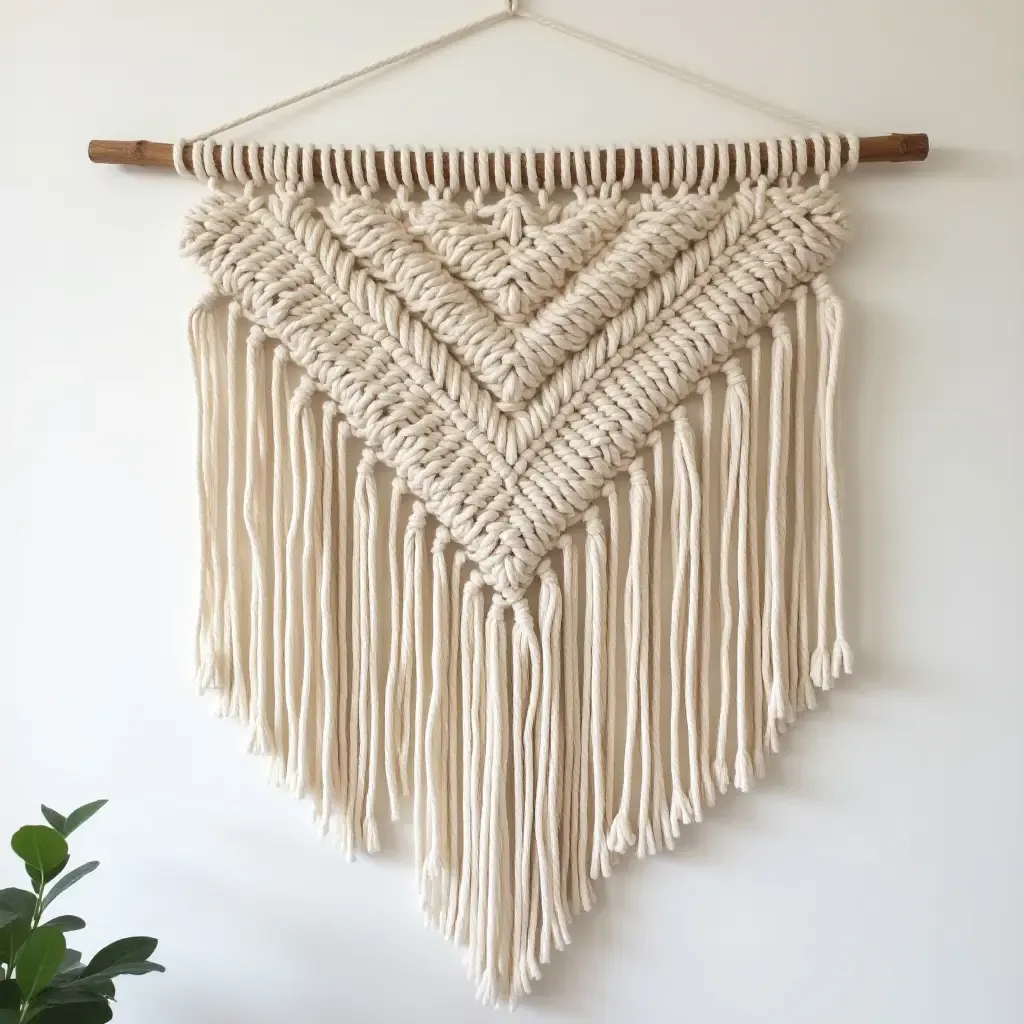 a photo of a wall adorned with handmade macramé art