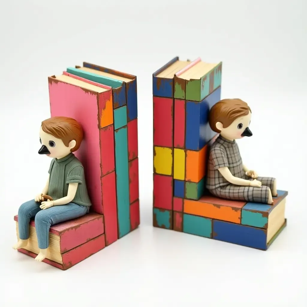 a photo of colorful bookends made from recycled materials