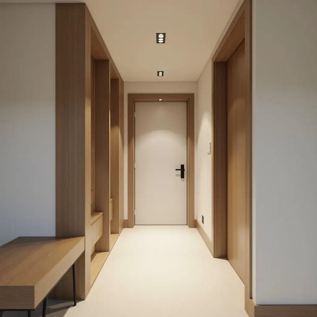 a photo of a small entrance hall designed for optimal flow and space