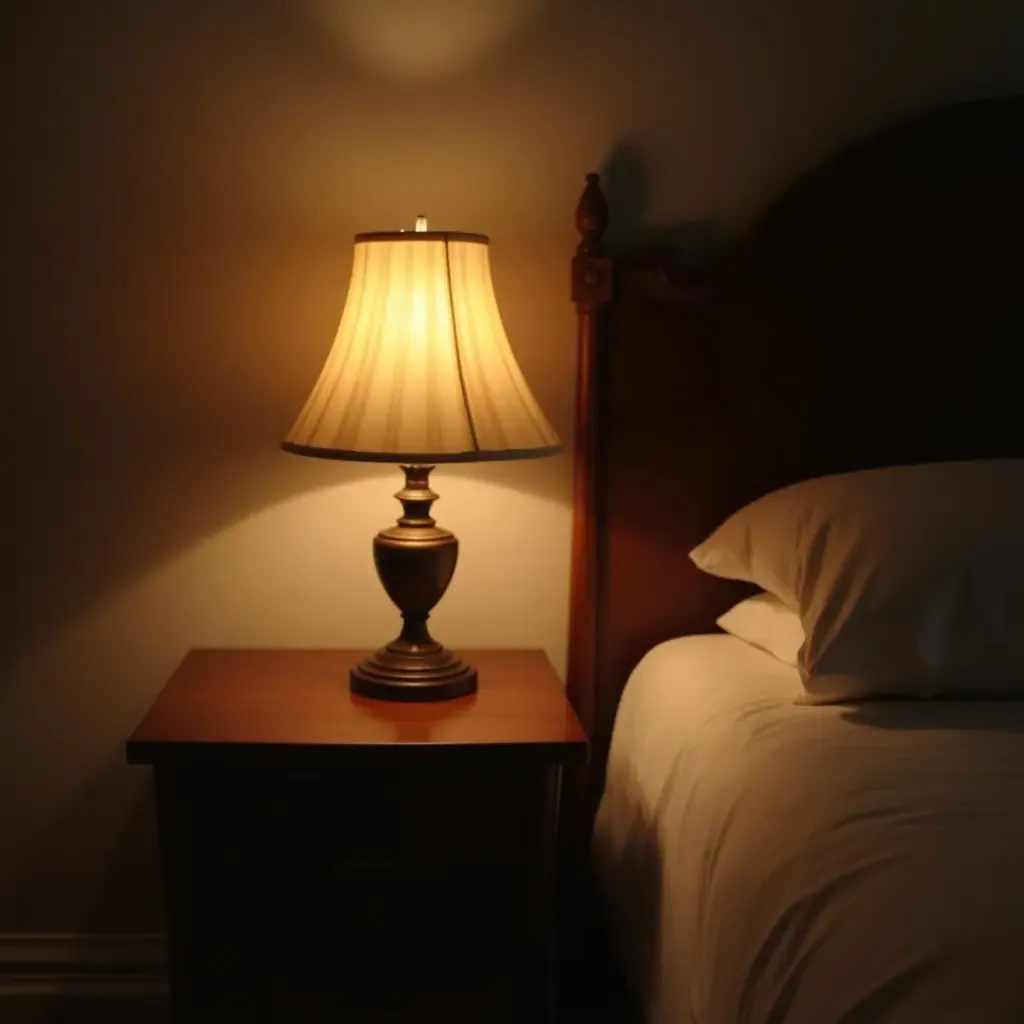 a photo of an antique bedside lamp illuminating a teen&#x27;s bedroom