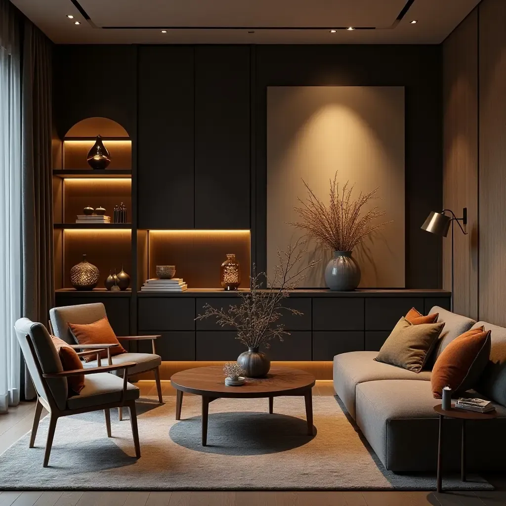 a photo of a living room with a mystical-themed coffee station