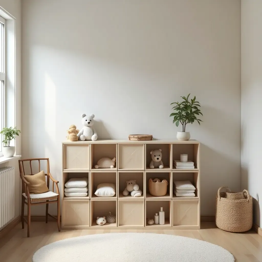 a photo of a kid&#x27;s room featuring stackable storage cubes