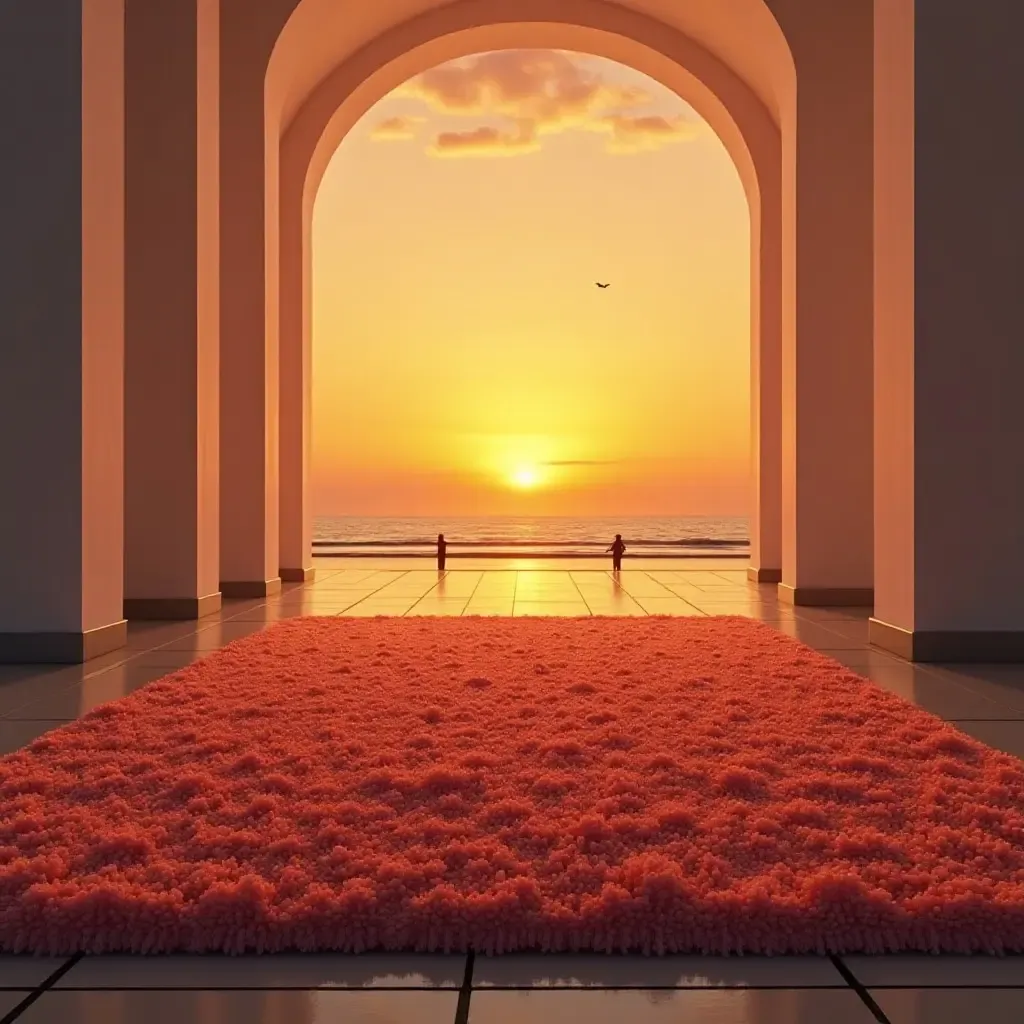 a photo of a rug with a sunset gradient for a warm feel