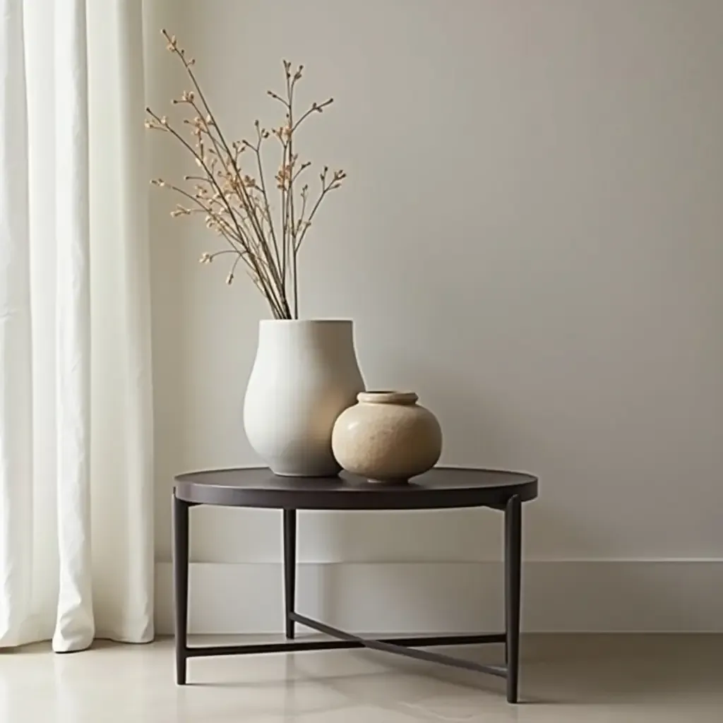 a photo of a decorative vase on a sleek side table