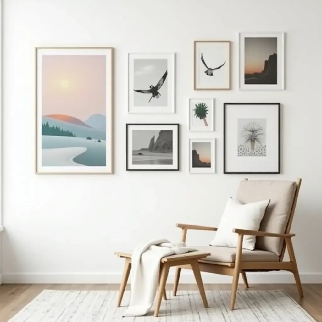 a photo of a trendy gallery wall with framed prints