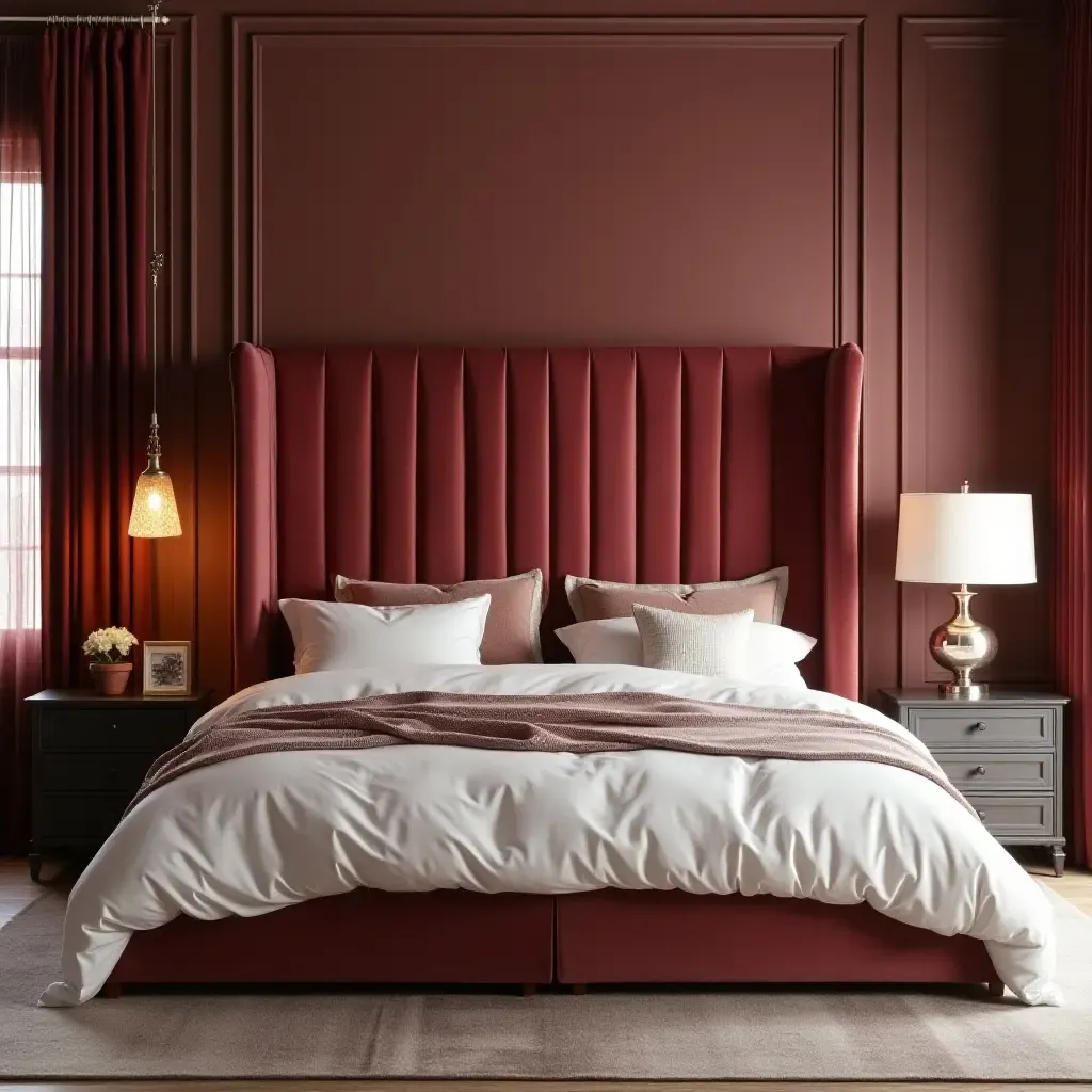 a photo of a luxurious velvet headboard in a Hollywood-inspired bedroom