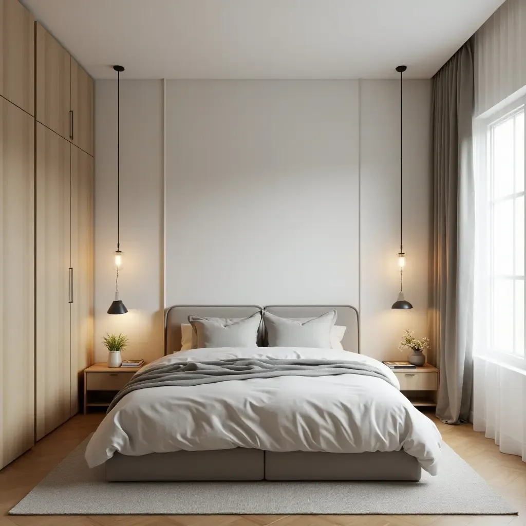 a photo of a small bedroom showcasing a minimalist design