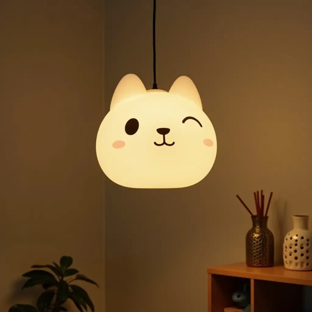 a photo of a charming animal-shaped pendant light in a playful decor