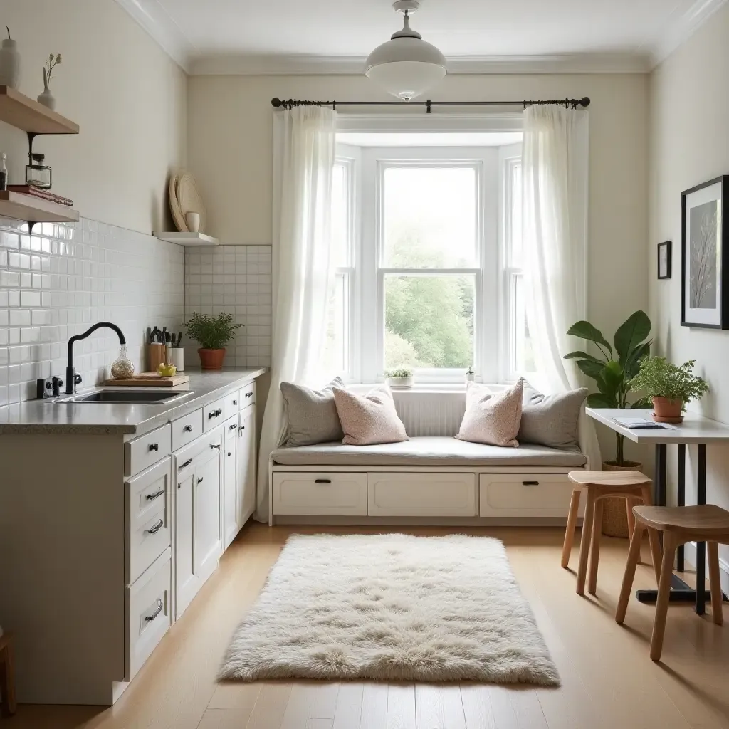 a photo of a kitchen nook with a soft, cushy rug