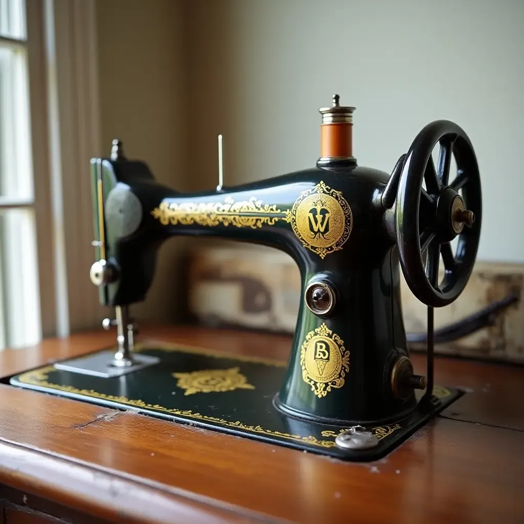 a photo of a vintage sewing machine used as a decorative piece