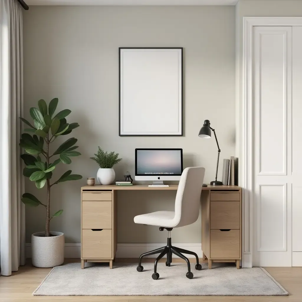 a photo of an entryway with a compact desk for multitasking