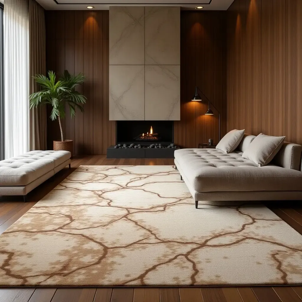 a photo of a luxurious silk rug adding sophistication