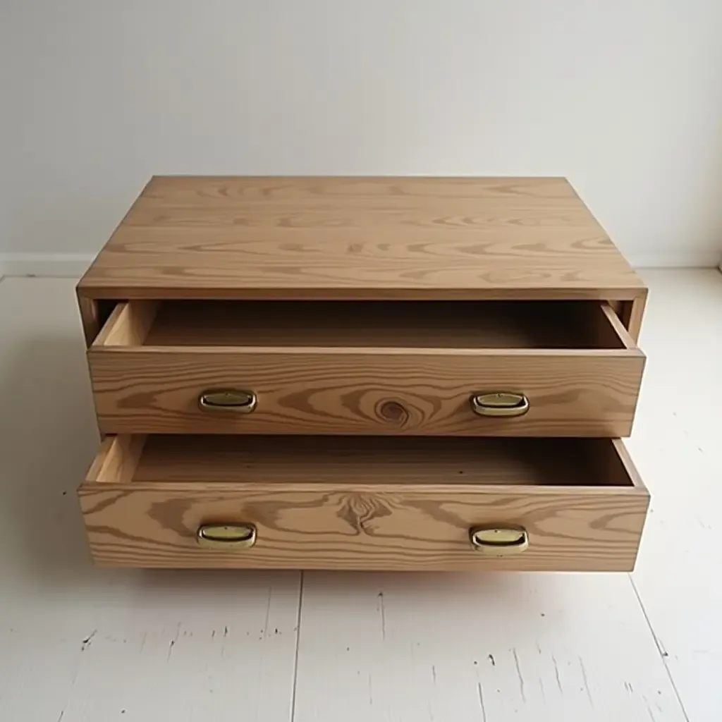 a photo of a unique coffee table with hidden storage drawers