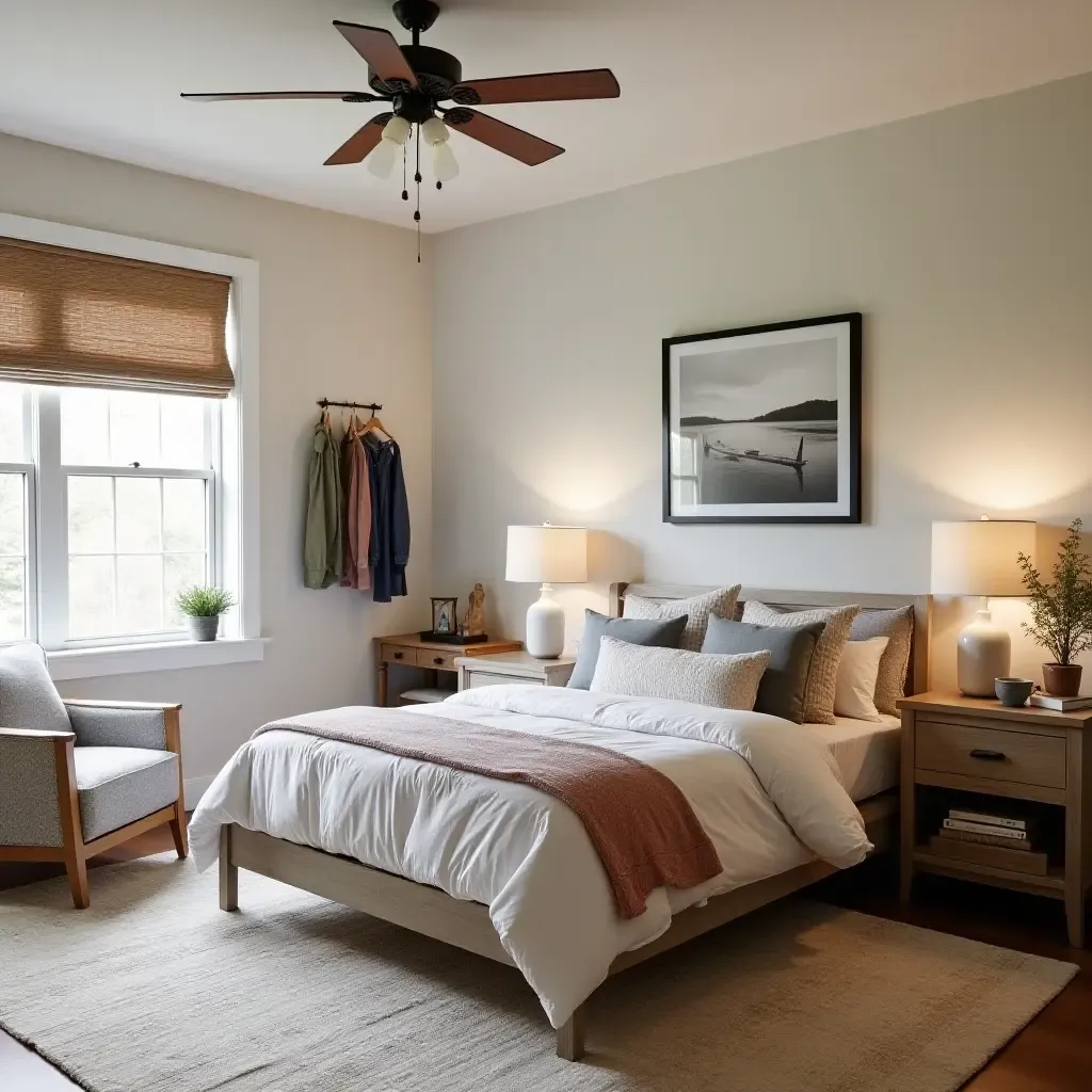 a photo of a stylish teen bedroom showcasing a mix of modern and farmhouse decor