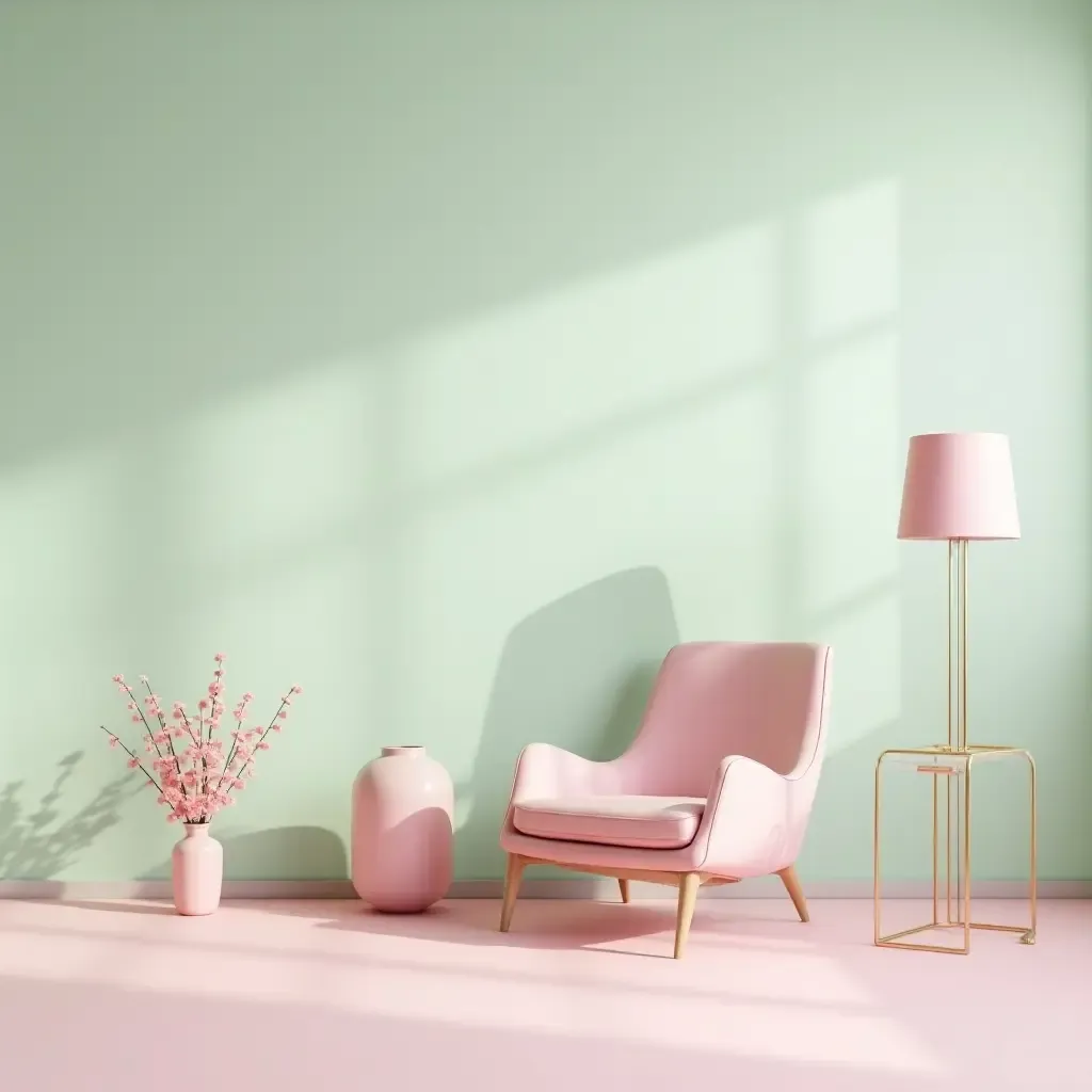 a photo of a pastel pink and mint green room for teens