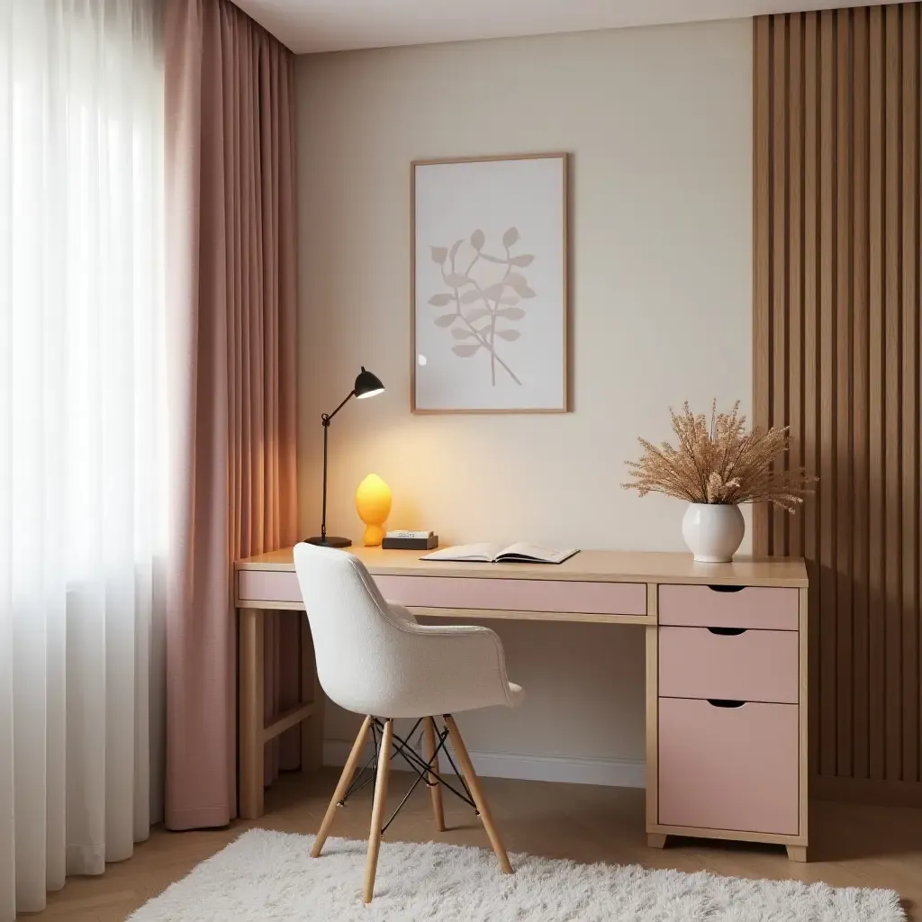 a photo of a glamorous desk area for kids with stylish accessories