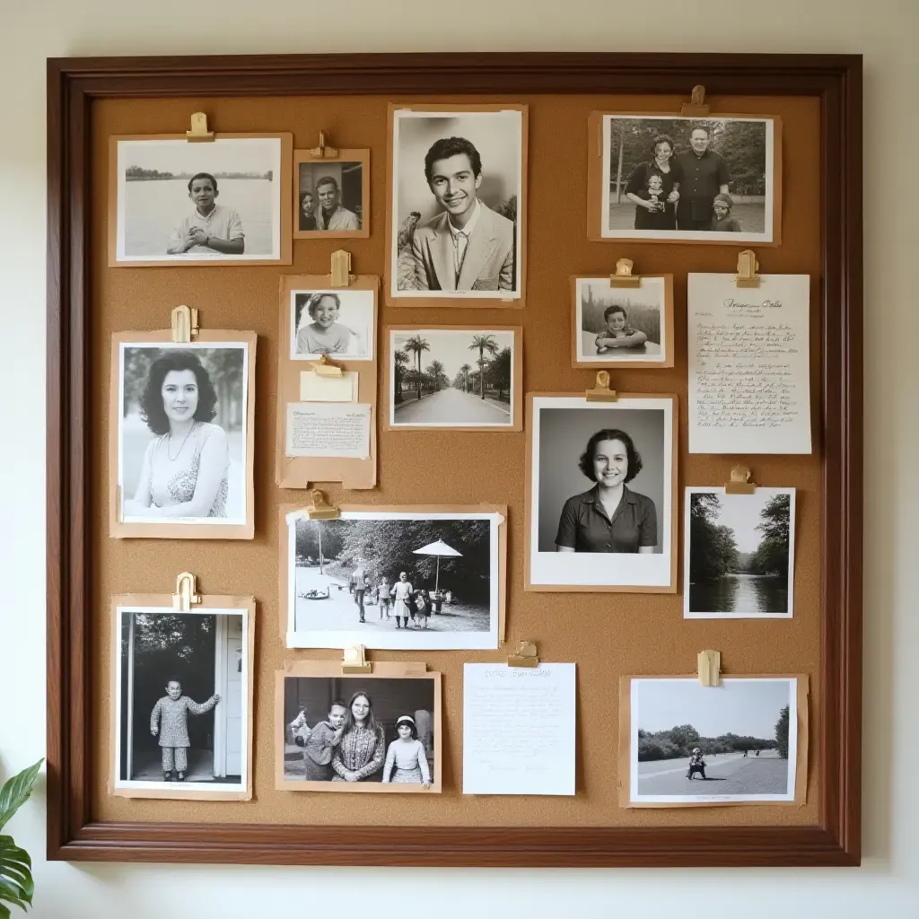 a photo of a whimsical bulletin board filled with memories