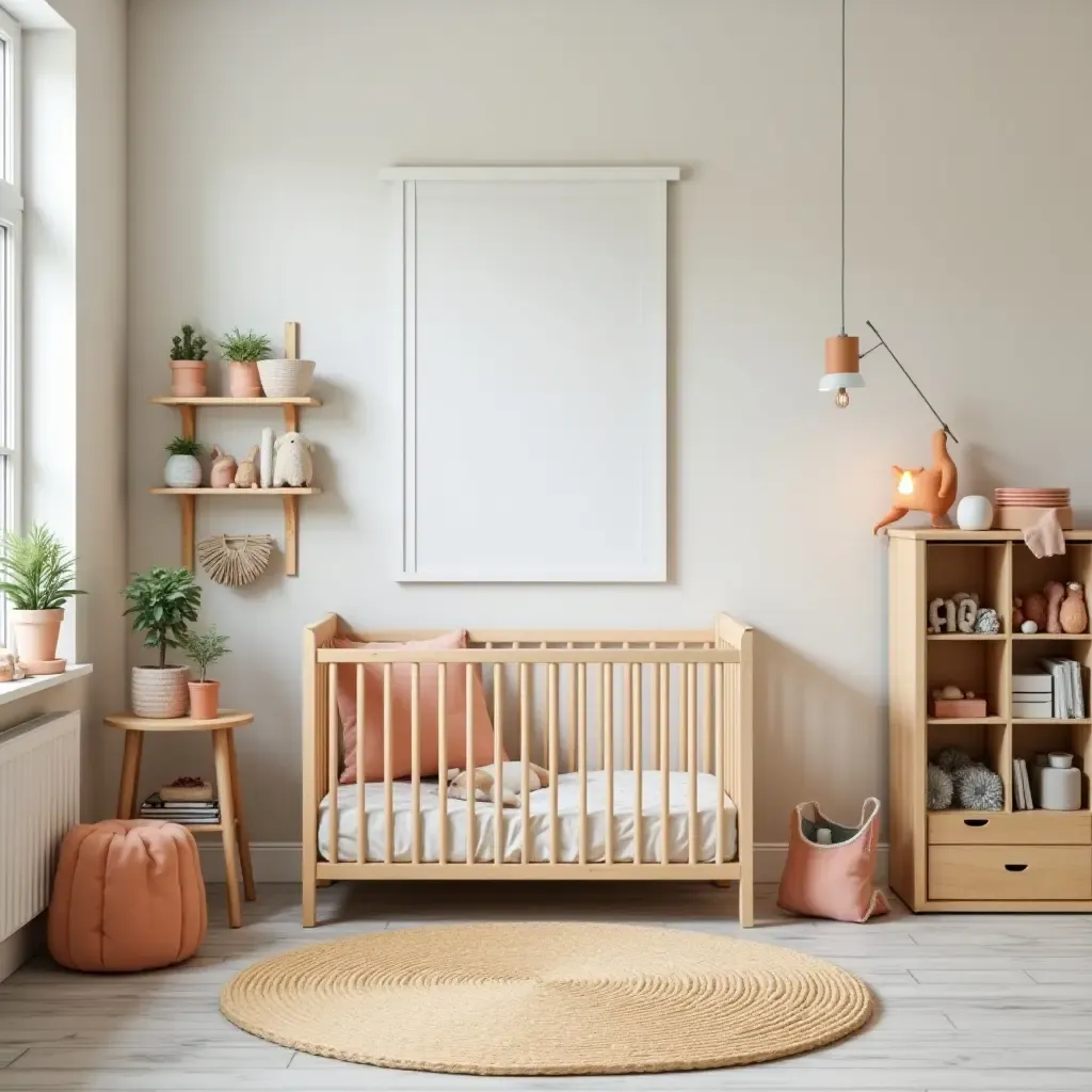 a photo of a nursery with a colorful, organized craft corner