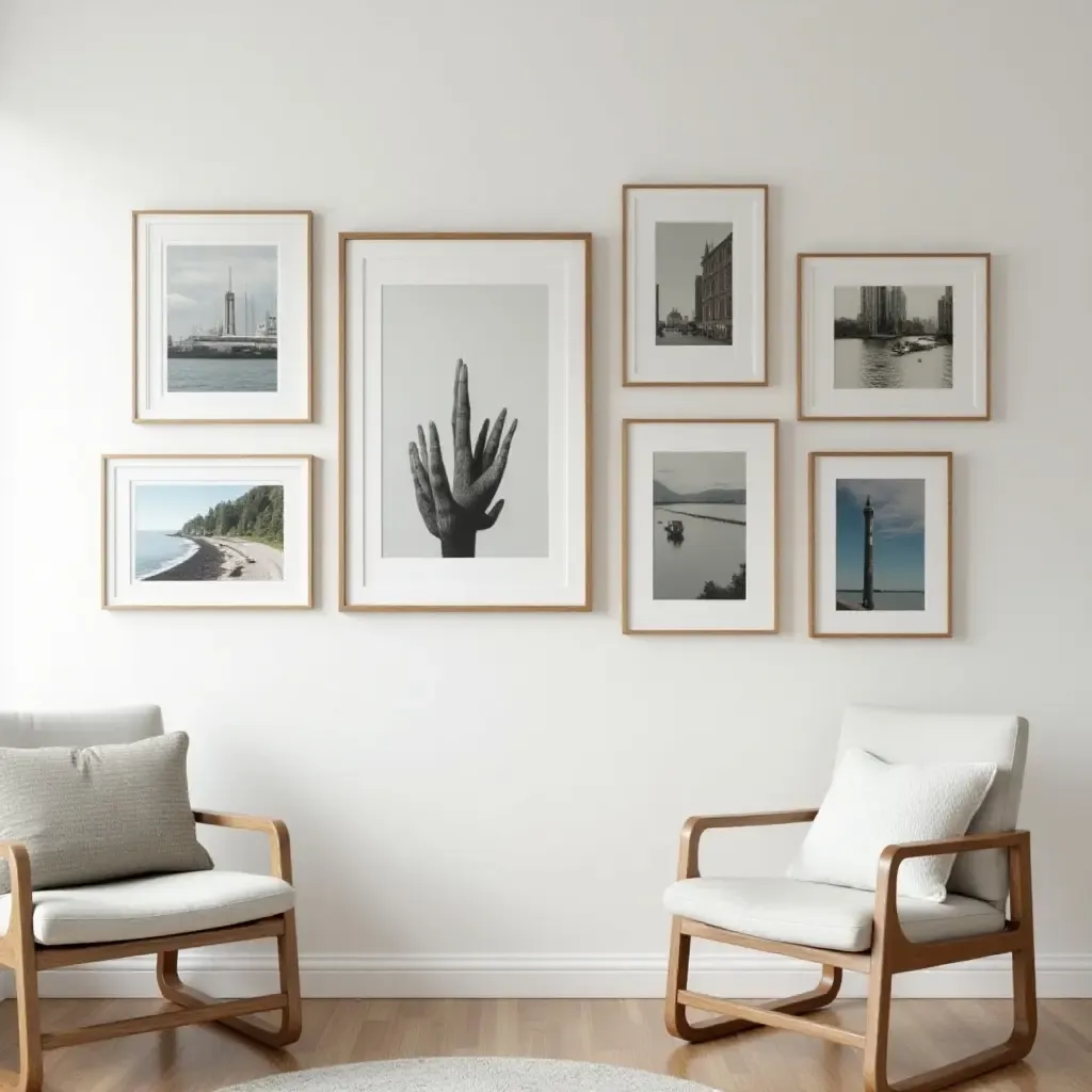 a photo of a gallery wall with a mix of canvas and framed prints