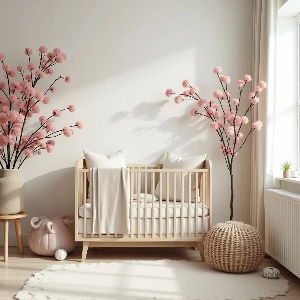 a photo of a nursery showcasing a beautiful floral arrangement and decor