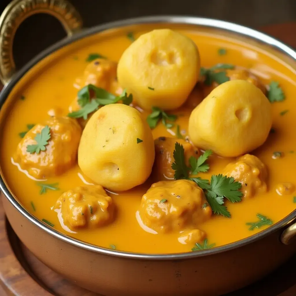 a photo of Chettinad chicken curry with fluffy idiyappam.