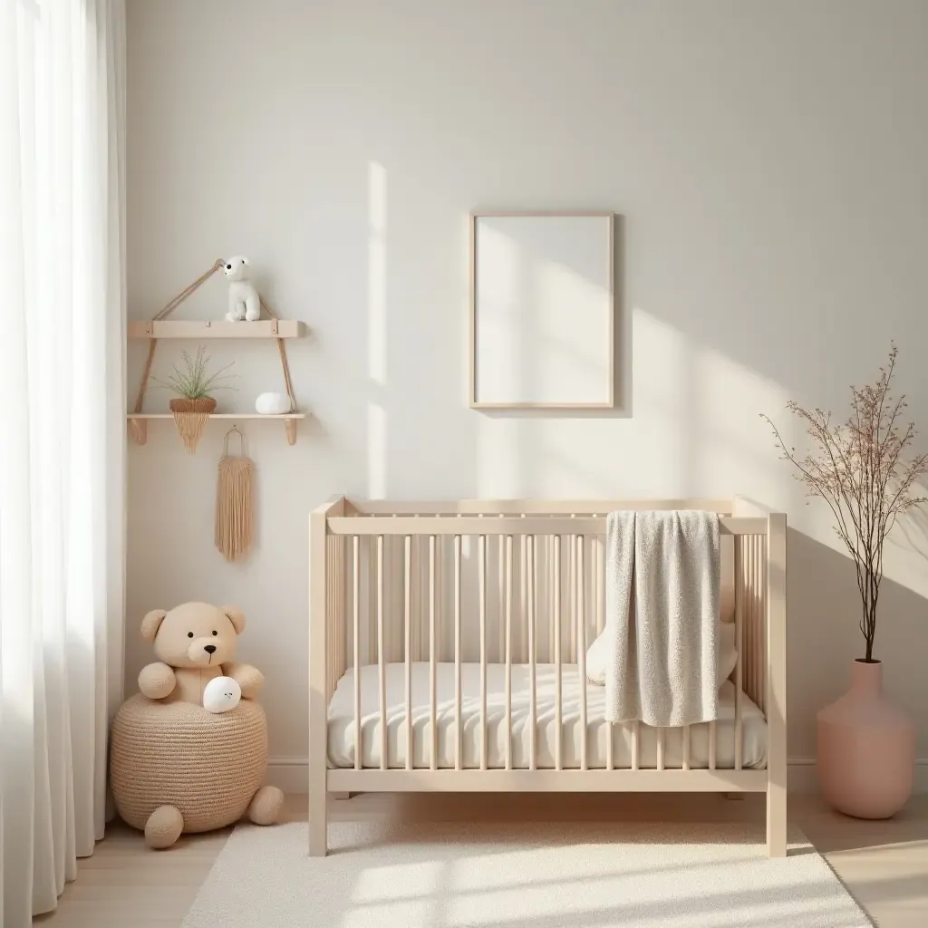 a photo of a nursery with a serene atmosphere and calming colors