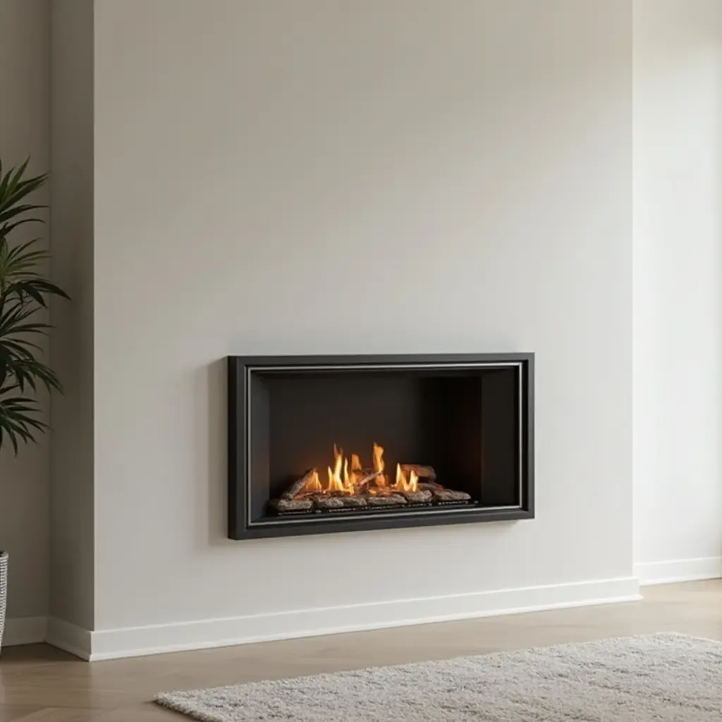 a photo of a modern fireplace surround with a linear design