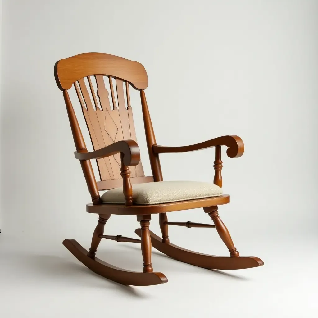 a photo of a charming vintage-style rocking chair