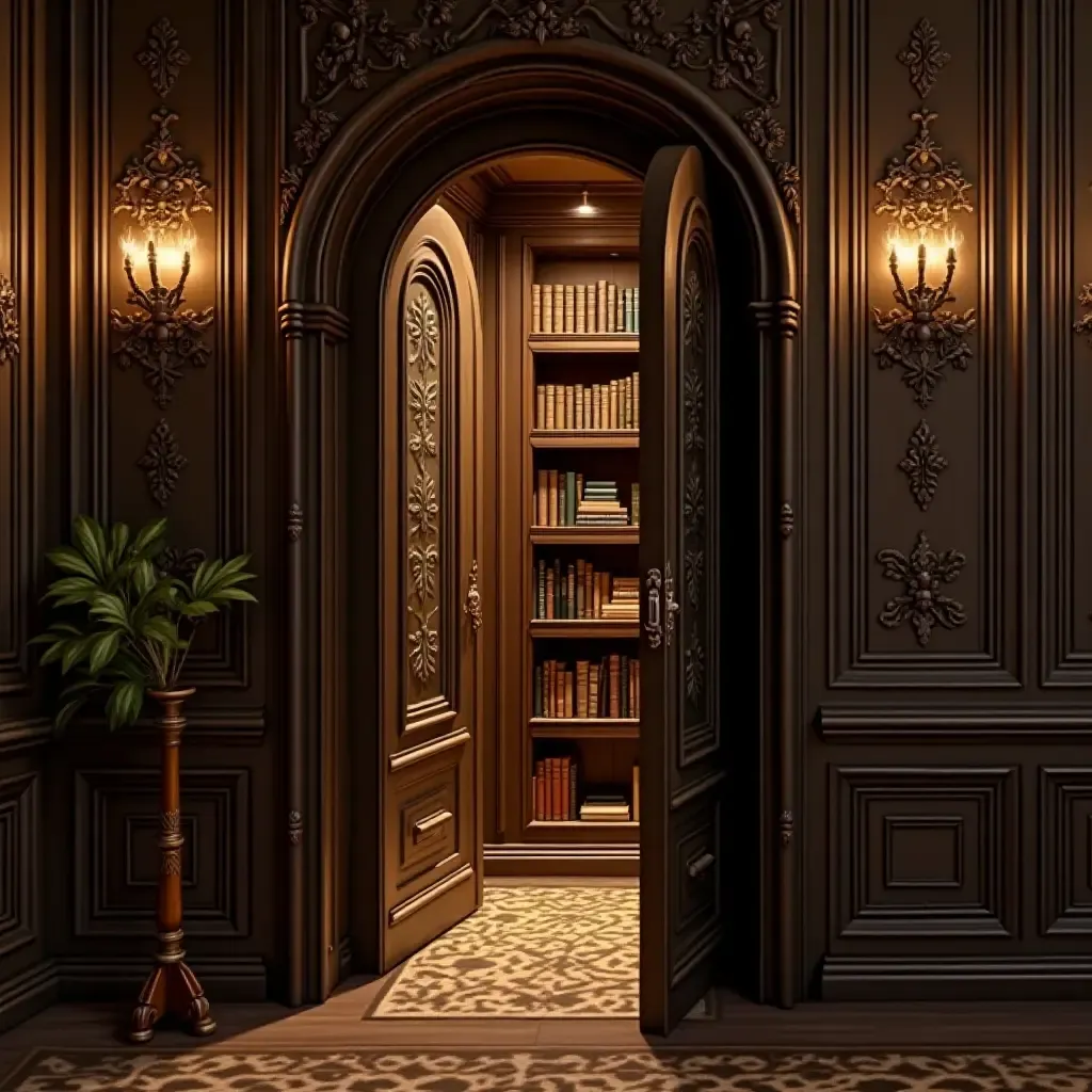 a photo of a bookcase door leading to a secret reading area