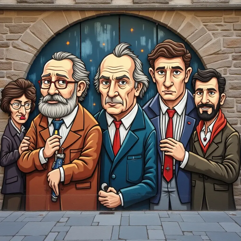 a photo of a mural depicting famous literary characters