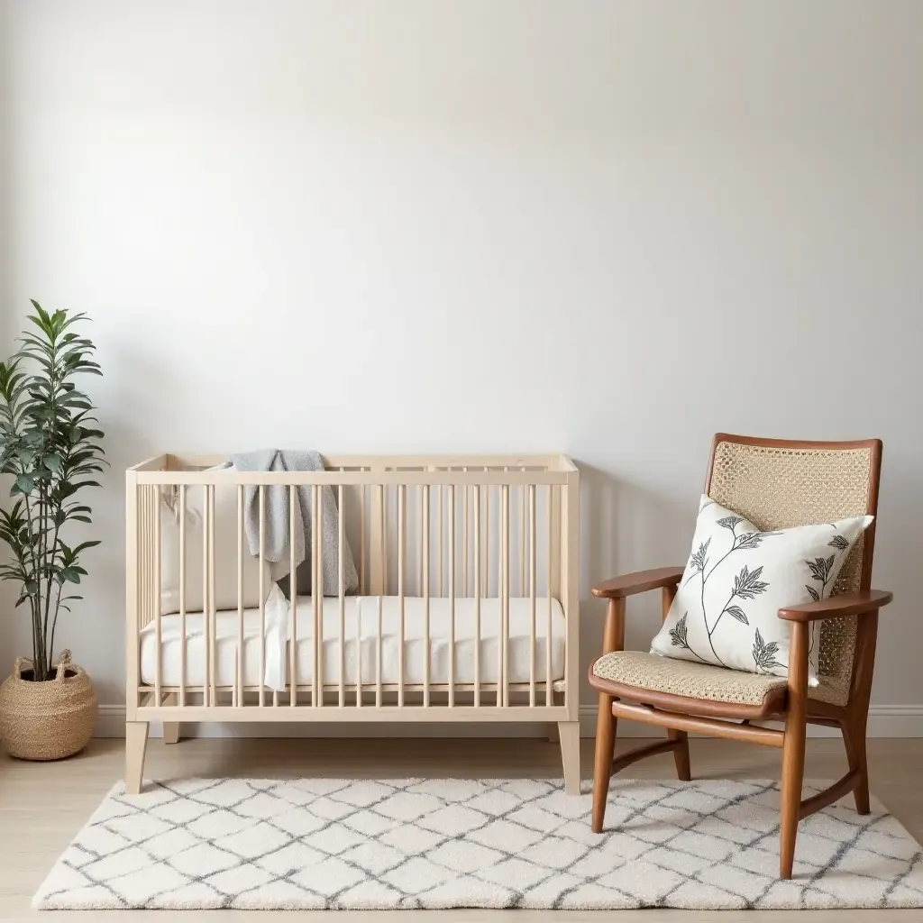 a photo of a nursery featuring a cozy corner with Mediterranean-inspired cushions