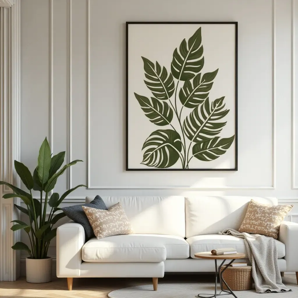 a photo of a balcony wall featuring a botanical print