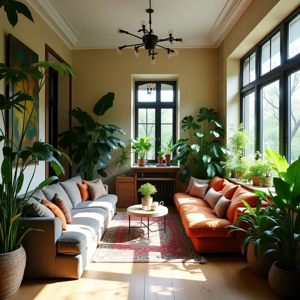 a photo of a vibrant space with a mix of plant types