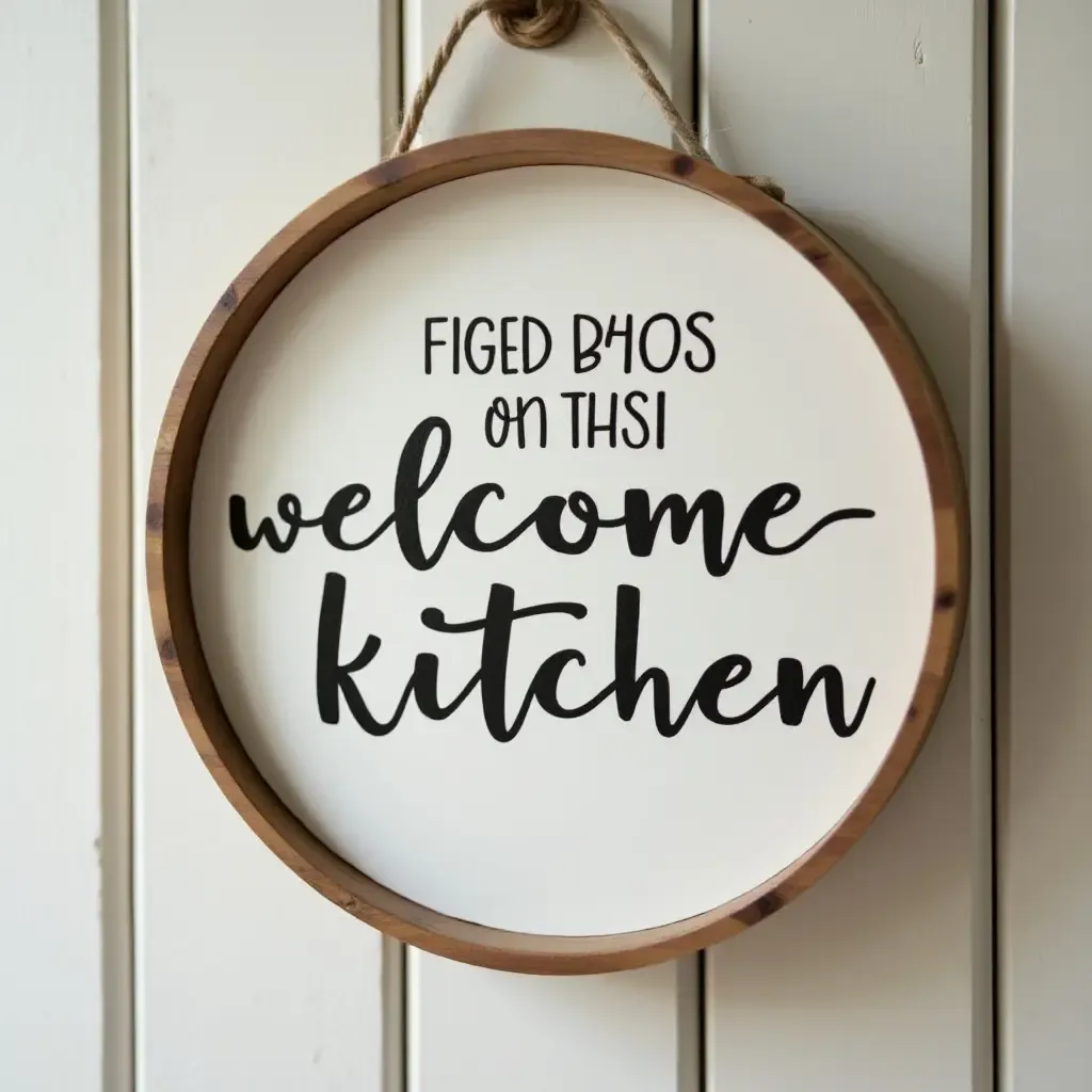 a photo of a wooden kitchen sign with a welcoming message