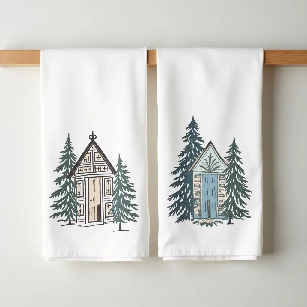 a photo of decorative dish towels with custom prints