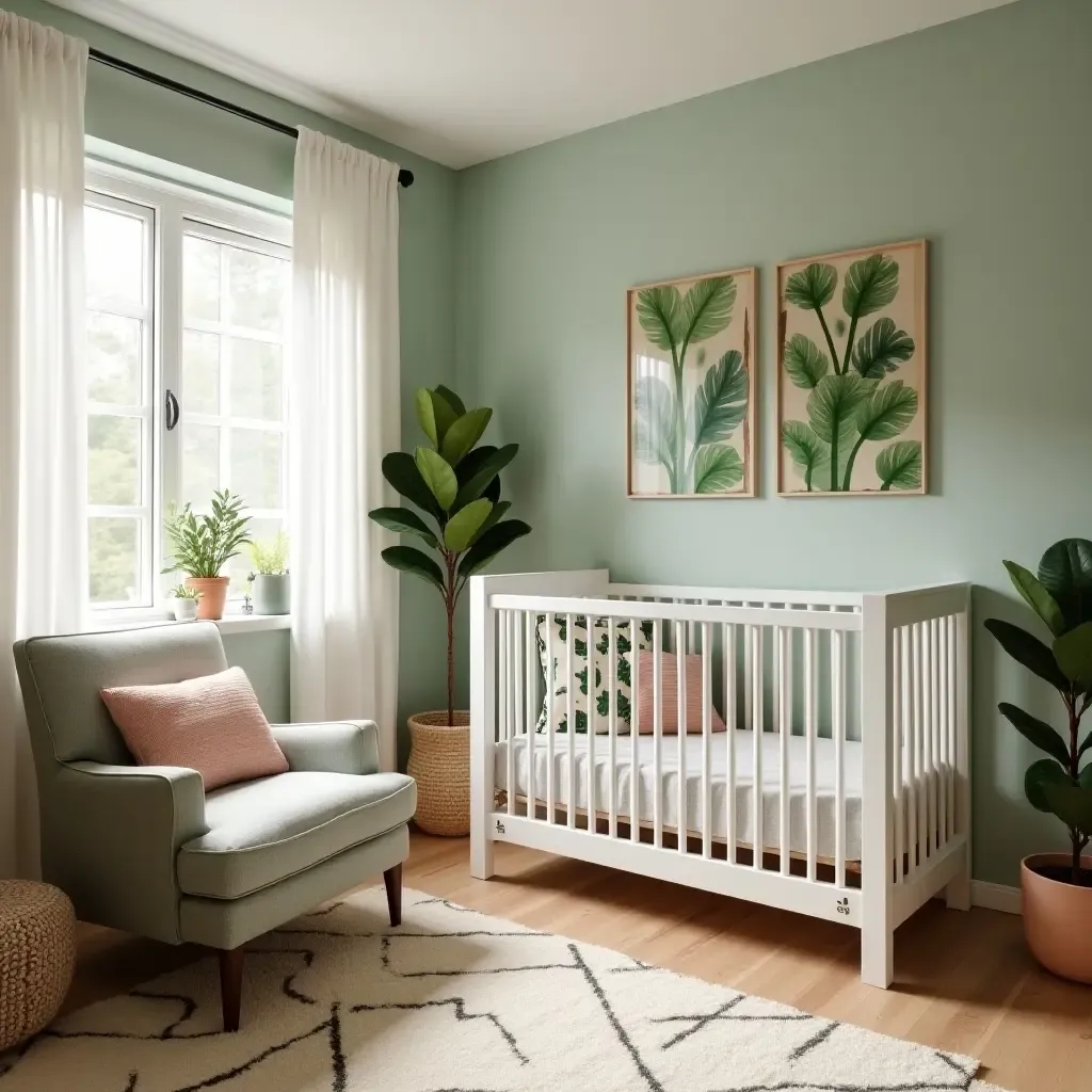 a photo of a nursery featuring a plant-inspired color scheme