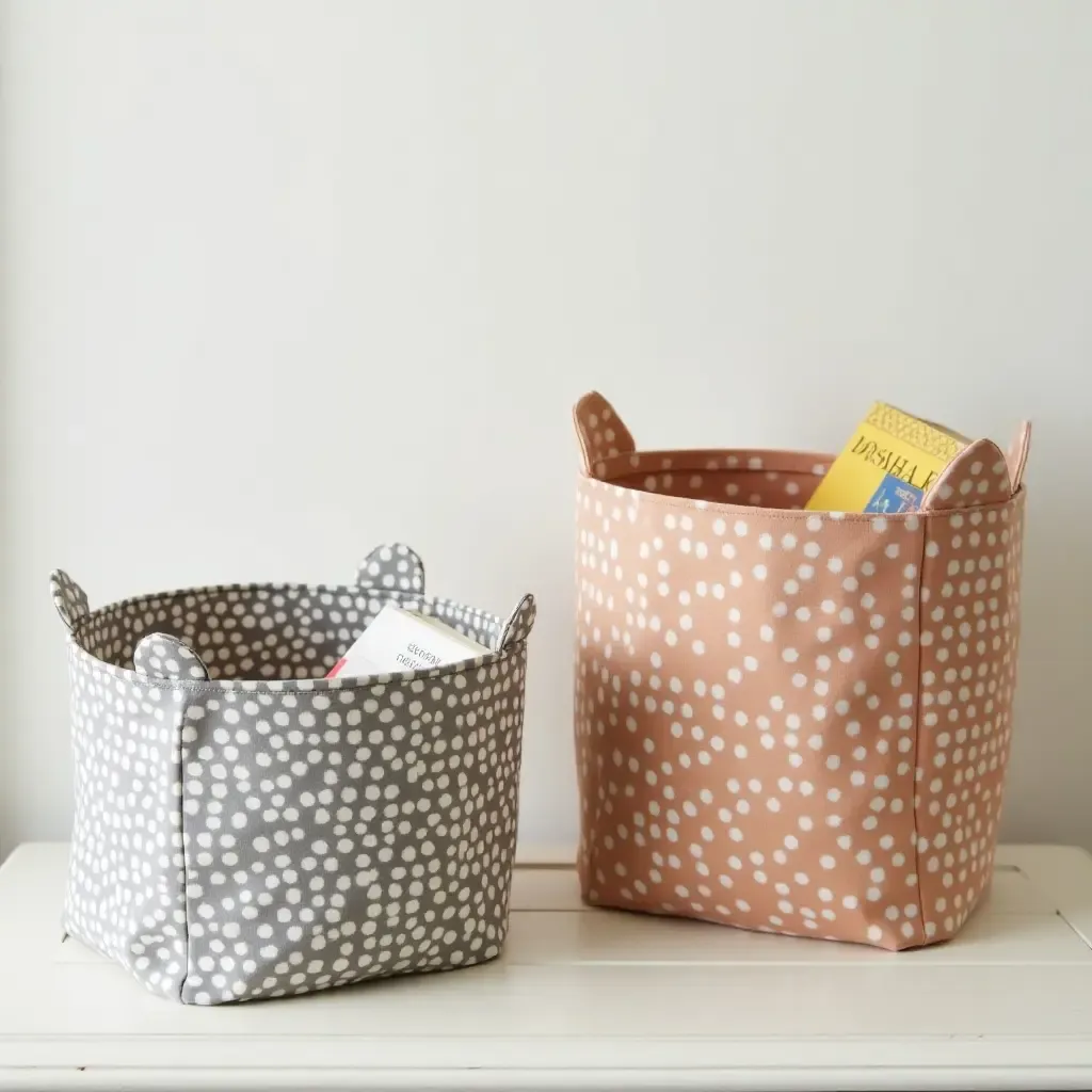 a photo of whimsical storage bins for children&#x27;s books