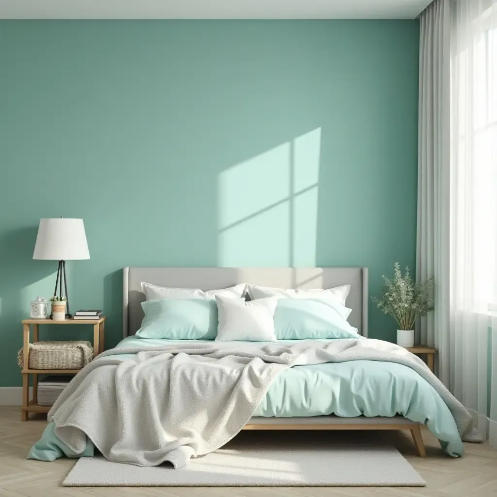 a photo of a chic teal and white color scheme in a teen&#x27;s room