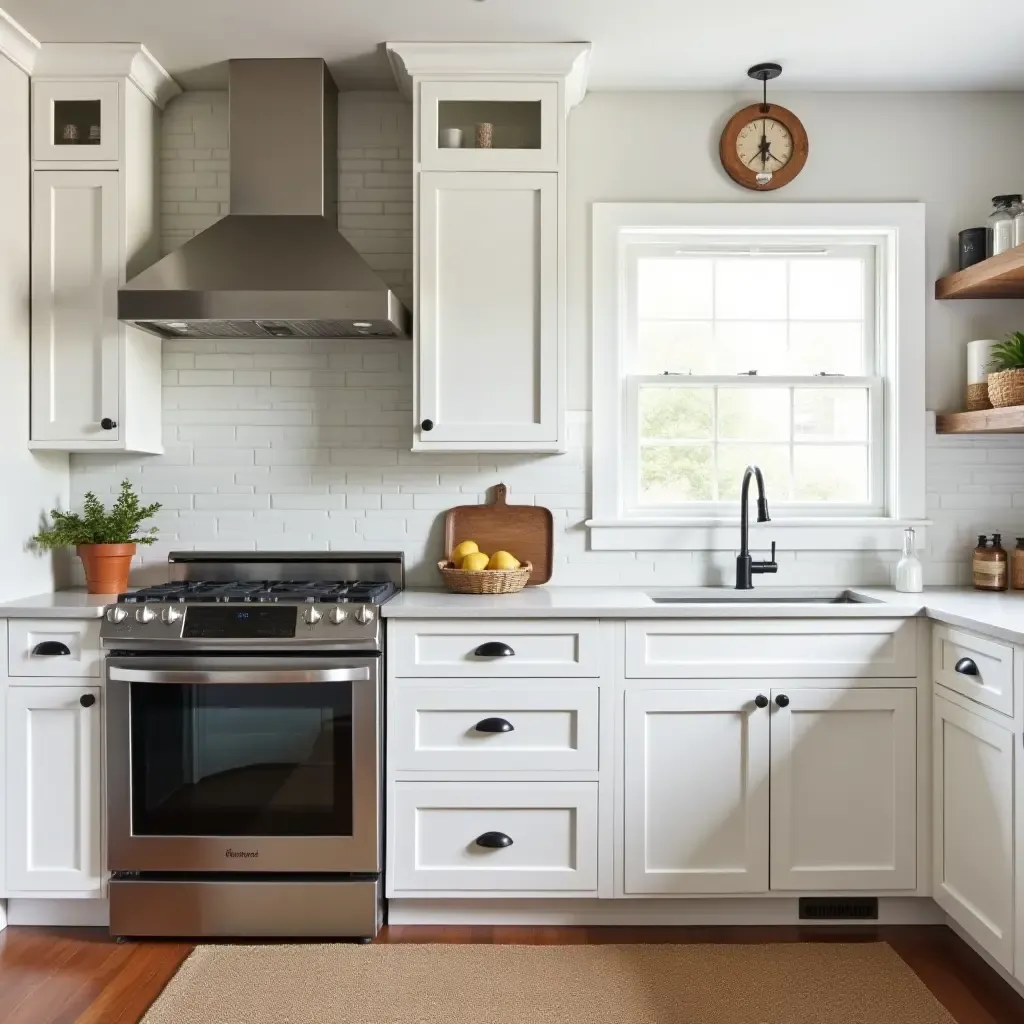 a photo of a kitchen featuring a mix of modern appliances and farmhouse decor