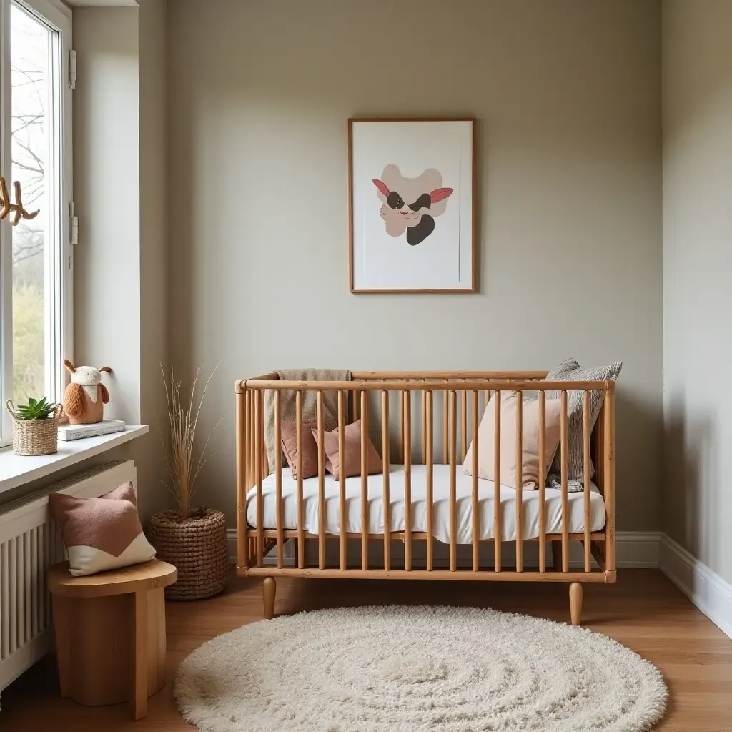 a photo of a nursery with a combination of leather and cotton textiles