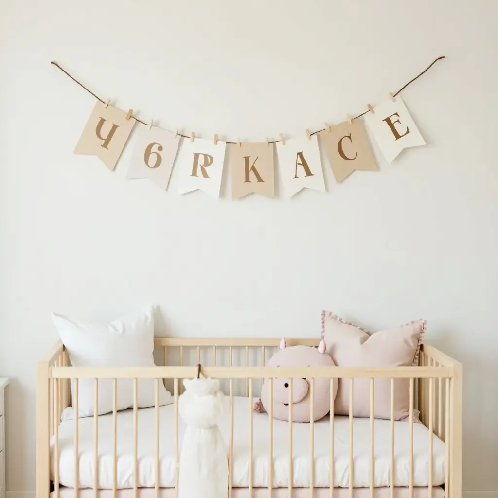 a photo of a nursery decorated with wooden letters spelling a name