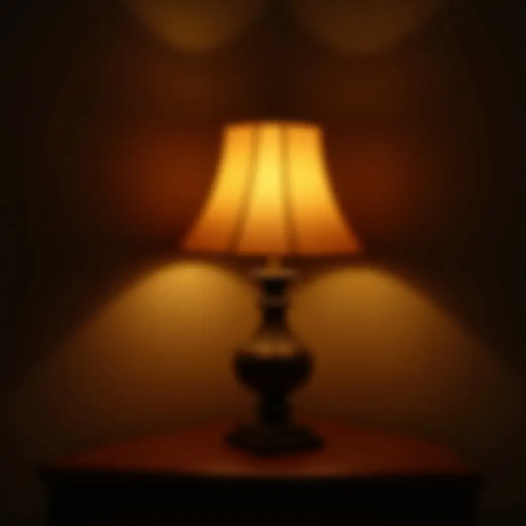 a photo of a retro lamp casting warm light in a cozy corner